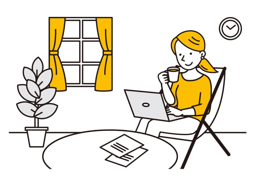 パソコンに向かう女性